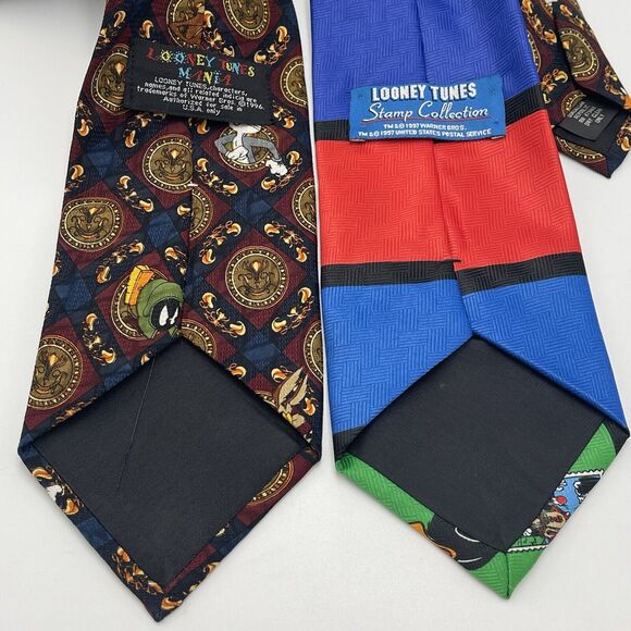 Lot of 2 Vintage 1996 1997 Looney Tunes Novelty Neck Tie Bugs Bunny Daffy Duck - Picture 4 of 5